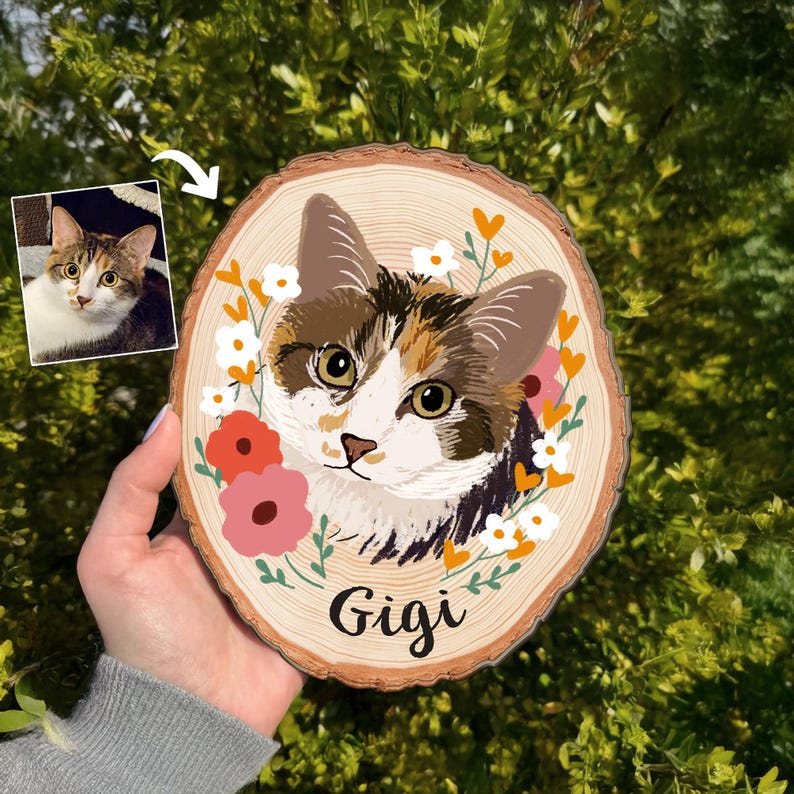 Custom Dog Portrait Wooden Hanging, Custom Pet Portrait Using Pet Photo, Dog Memorial Gift, Dog Portrait Wall Art, Pet Loss Sympathy Gift
