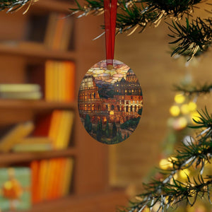 Rome Ornament | Stained Glass Style Italy Christmas Tree Decoration, Colosseum Holiday Gift, European Winter Travel Keepsake