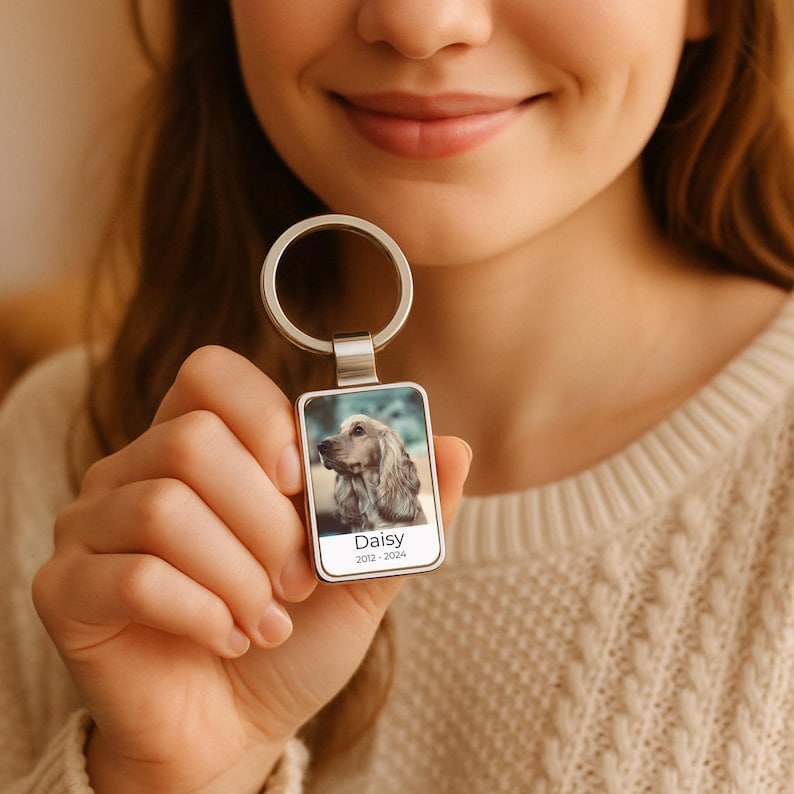 Dog Photo Keychain, Personalized Pet Portrait Memorial Gift, Pet Loss Keepsake, Dog Memorial Keepsake, Pet Loss Gift, Dog loss