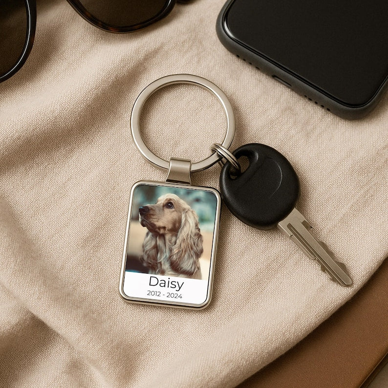 Dog Photo Keychain, Personalized Pet Portrait Memorial Gift, Pet Loss Keepsake, Dog Memorial Keepsake, Pet Loss Gift, Dog loss