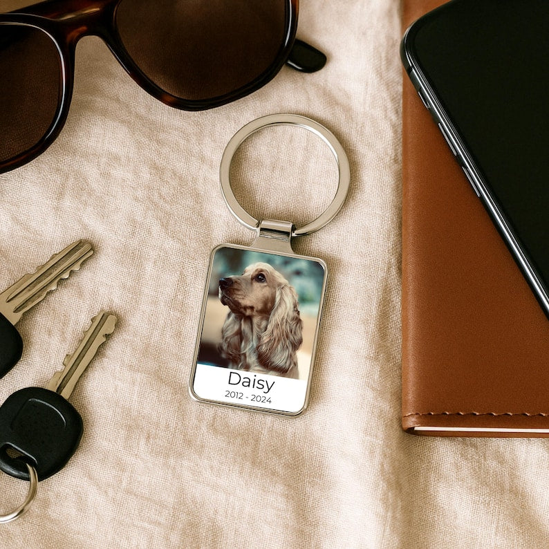 Dog Photo Keychain, Personalized Pet Portrait Memorial Gift, Pet Loss Keepsake, Dog Memorial Keepsake, Pet Loss Gift, Dog loss