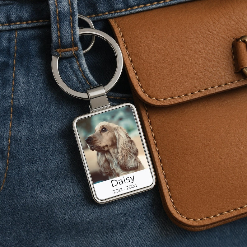 Dog Photo Keychain, Personalized Pet Portrait Memorial Gift, Pet Loss Keepsake, Dog Memorial Keepsake, Pet Loss Gift, Dog loss