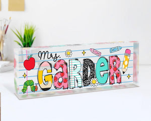 Personalized Teacher Desk Name Acrylic Plaque, Acrylic Name Plate for Desk, Back To School Teacher Gift, Teacher Name Plate, Office Decor