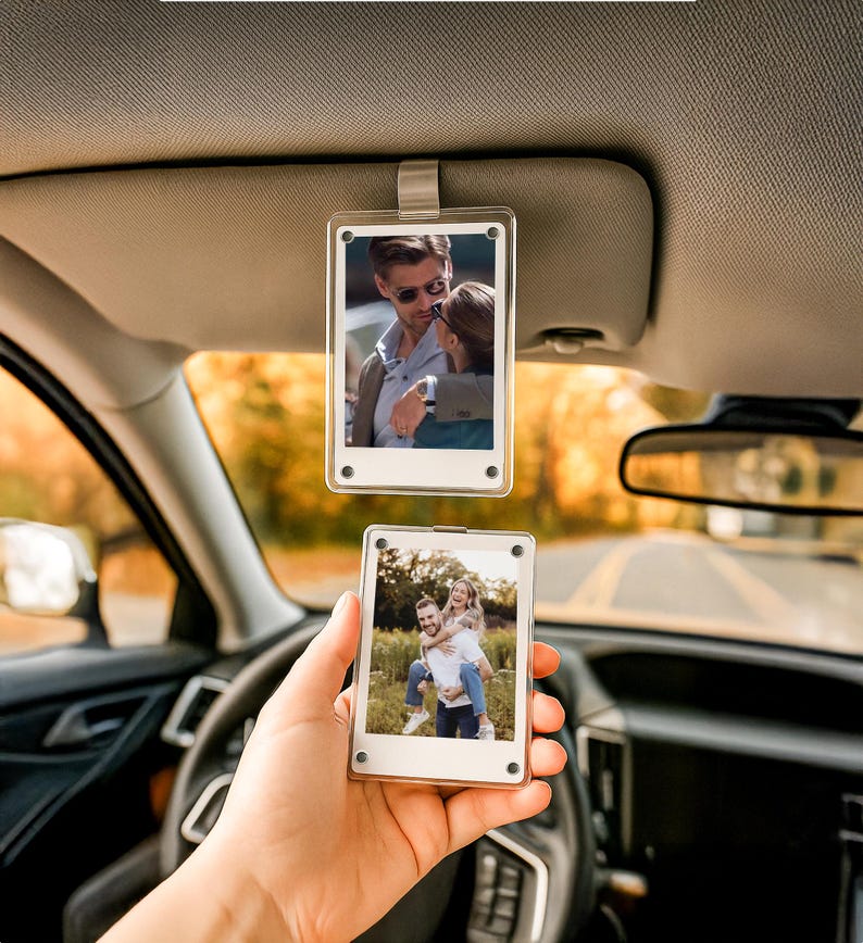 Add Your Own Polaroid Photo Car Visor Clip, Custom visor clip, Personalized Gifts for Him, photo for car Couples gift for him, Wedding gifts