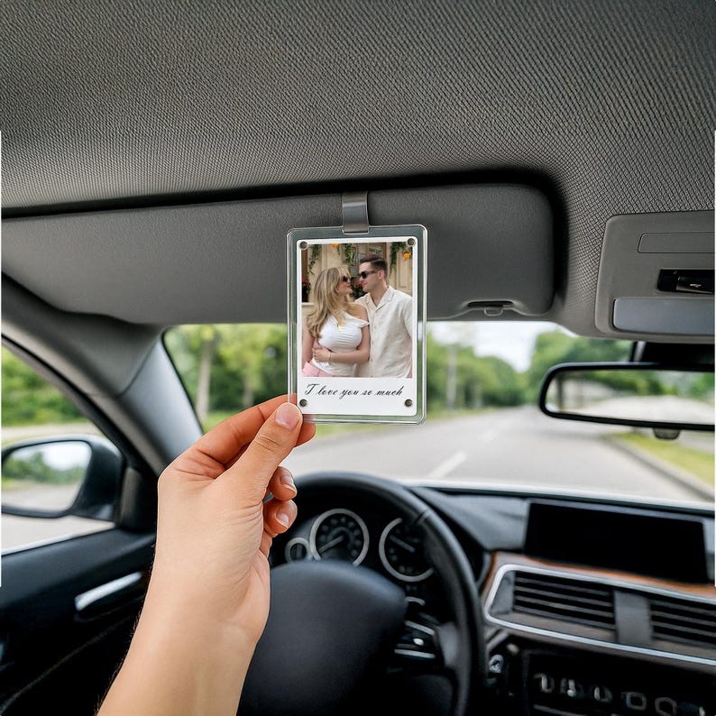 Add Your Own Polaroid Photo Car Visor Clip, Custom visor clip, Personalized Gifts for Him, photo for car Couples gift for him, Wedding gifts