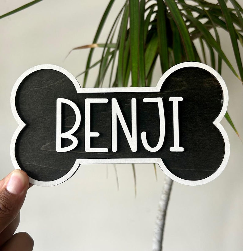 DOG NAME SIGN, Dog Crate Sign, Puppy Gift, Dog Name Tag, Personalized Dog Bone Name Sign, Dog Room Sign, Dog Kennel Sign, Dog Gift