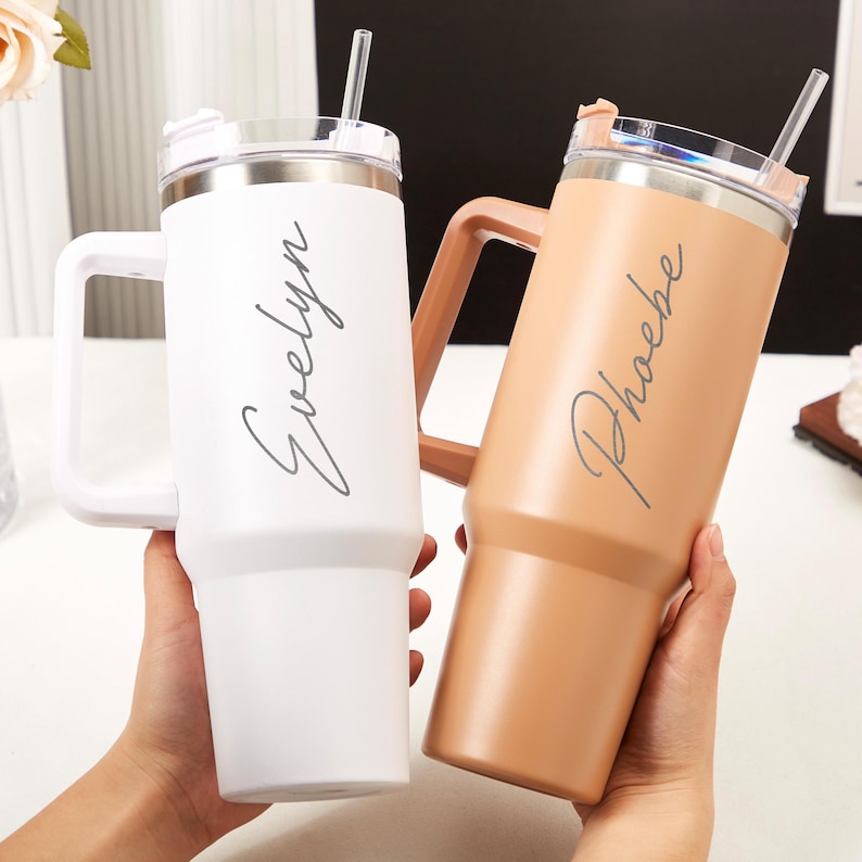 Custom Tumbler with Birthflower, Engraved Tumblers with Name, Personalized Tumbler With Straw, Insulated Travel Mug, Birthday Gifts for Mom
