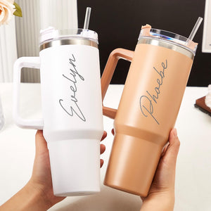 Custom Tumbler with Birthflower, Engraved Tumblers with Name, Personalized Tumbler With Straw, Insulated Travel Mug, Birthday Gifts for Mom