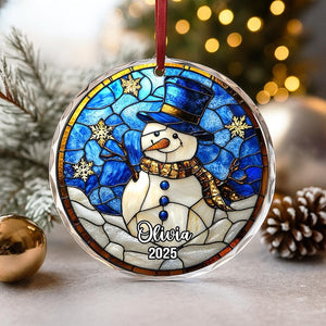 Personalized Stained Glass Christmas Ornament 2025 Custom Name Holiday Tree Decoration Santa, Snowman, Christmas Tree Decoration Gift