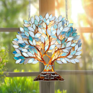 Personalized 60th Wedding Anniversary Acrylic Window Hanging, 60th Wedding Anniversary Keepsake, Diamond Wedding Anniversary Gift Decor