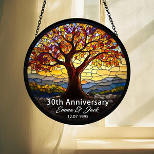 Custom 30th Anniversary Glass Suncatcher, Personalized Wedding Keepsake, Romantic Window Hanging, Gift for Parents, Couple Anniversary Gift