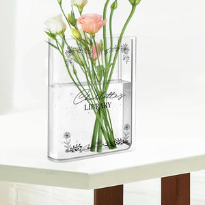 Custom Floral Acrylic Book Vase, Reader Bookshelf Decor Librarian Gift for Book Lovers, Bookworm Gift, Library Sign, Bookish Gift For Her