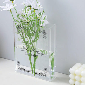 Custom Floral Acrylic Book Vase, Reader Bookshelf Decor Librarian Gift for Book Lovers, Bookworm Gift, Library Sign, Bookish Gift For Her