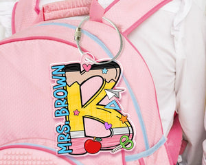 Teacher Name Tag Personalized, Teacher Name Keychain, Back to School Teacher Gifts, Custom School Accessories Gift for Teachers, Bag Charm