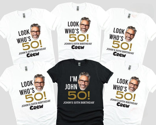 Custom 50th Birthday Face Shirt: Matching Party Group Tee