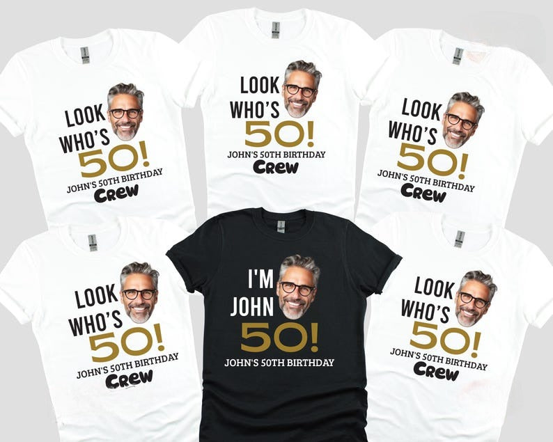 Custom 50th Birthday Face Shirt: Matching Party Group Tee
