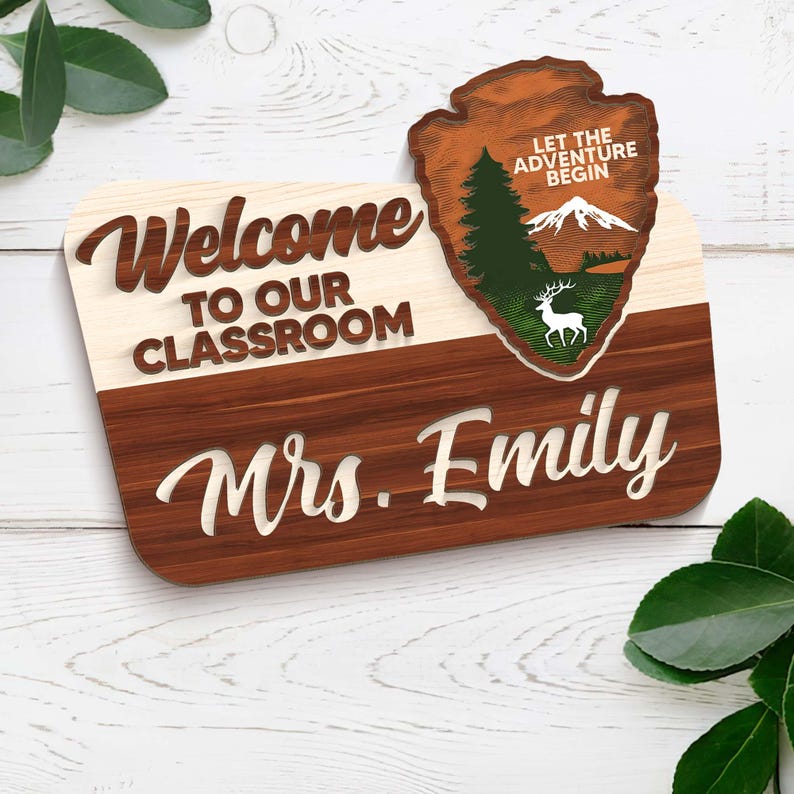 Personalized Teacher 3D Door Hanger, National Park Teacher Sign, Classroom Adventure Decor, Teacher Door Sign, Teacher Appreciation Gifts