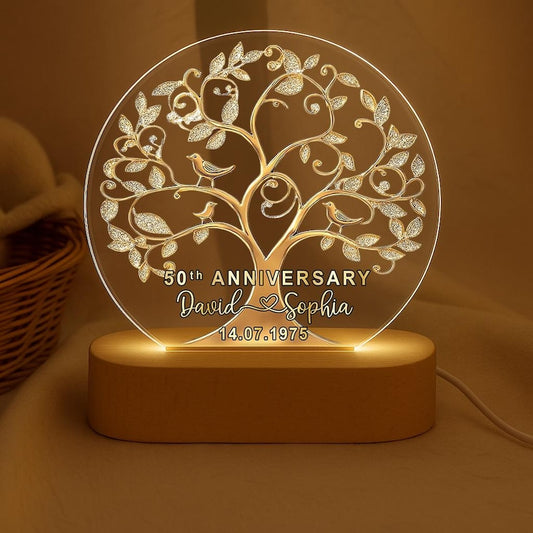 Personalized 50th Wedding Anniversary Night Light, 50th Wedding Anniversary Keepsake, 50th Golden Wedding Anniversary Gift, Husband Gift
