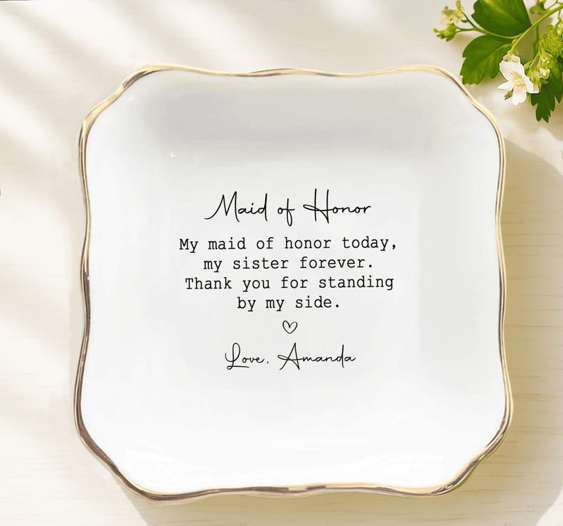 Personalized Maid of Honor Gift for Sister, Maid of Honor Ring Dish from Bride, Sister Wedding Gifts, MOH Jewelry Tray, Sister Jewelry Dish