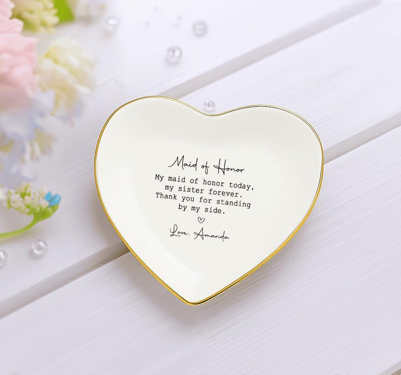 Personalized Maid of Honor Gift for Sister, Maid of Honor Ring Dish from Bride, Sister Wedding Gifts, MOH Jewelry Tray, Sister Jewelry Dish