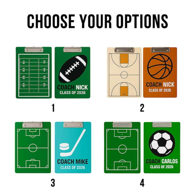 Personalized Sports Coach Clipboard Customized Acrylic Gift for Him or Her Football Basketball Soccer Hockey Coach Custom Name Class of 2026