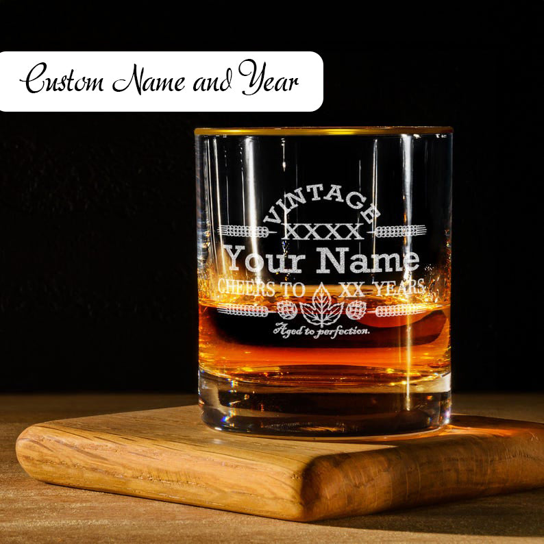Personalized Whiskey Glass-Custom Birthday Gifts for Men and Women-Personalized Birthday Gift For Him-Birthday Gift-Custom Whiskey Glass