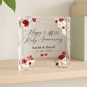 Personalised 40th Anniversary Gift, Ruby Anniversary Gift, Gifts For Husband Wife, Anniversary Keepsake Gift, 40th Anniversary Plaque
