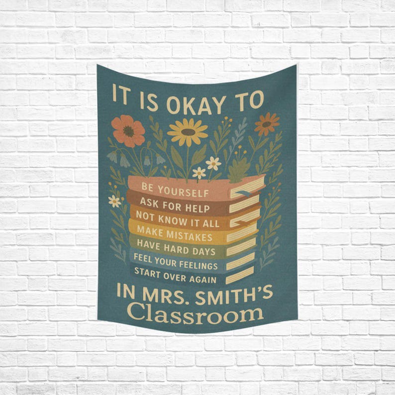 Personalized Classroom Tapestry Customized Teacher Wall Decor Motivational Banner Back to School Ideal Gift for Coworker Friend Student Room