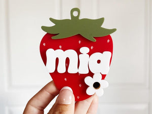 Strawberry Name Tag | Backpack Name Tag | Backpack Keychain | Diaper Bag Tag | Lunch Box Tag | Personalized Keychain | Kids Name Keychain