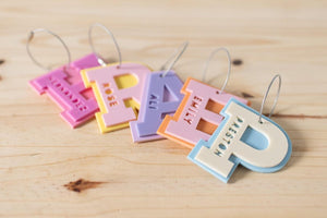 Personalized Varsity Letter Initial Name Gift Acrylic Bag Tag Keychain | Back To School, Kid's Gift, Custom Keychain