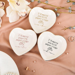 Marry You with Paper Rings Trinket Dish, Wedding Ring Dish, Custom Initials Jewelry Dish for Her, Engagement Anniversary Gift, Bride Gift