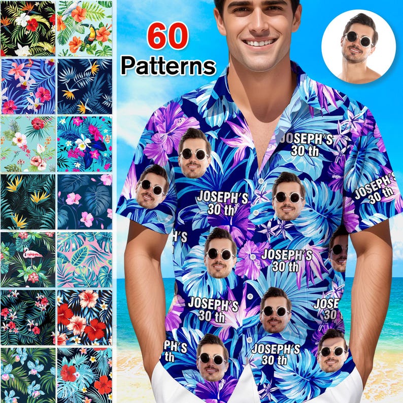 Custom Face Hawaiian Shirt: Personalized Photo Birthday Gift