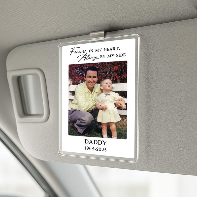 Personalized Memorial Photo Car Visor Clip, Loss Of Dad Gift, Sympathy Gift for Loss of Loved Ones, In Loving Memory, Fathers Day Gifts