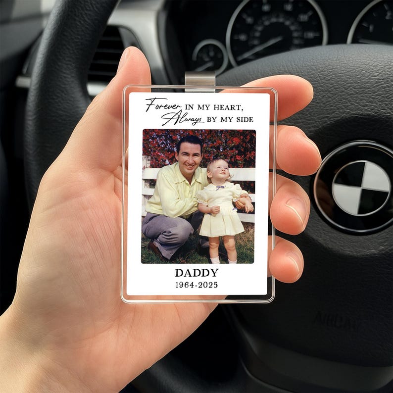 Personalized Memorial Photo Car Visor Clip, Loss Of Dad Gift, Sympathy Gift for Loss of Loved Ones, In Loving Memory, Fathers Day Gifts