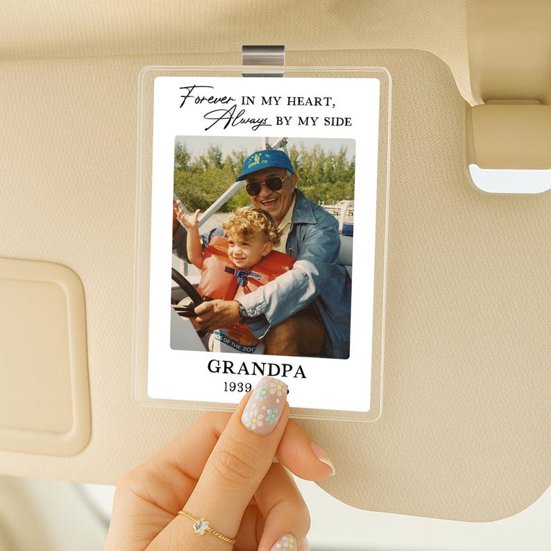 Personalized Memorial Photo Car Visor Clip, Loss Of Dad Gift, Sympathy Gift for Loss of Loved Ones, In Loving Memory, Fathers Day Gifts