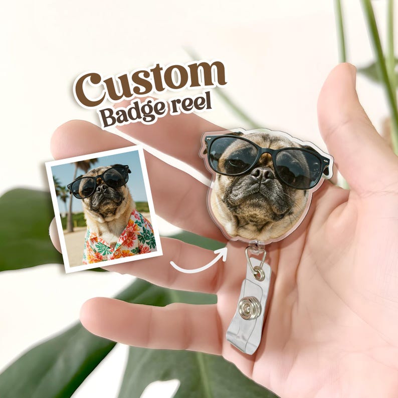 Custom Dog Badge Reel Pet Badge Reel - Nurse Badge Reel with Your Photo - Personalized Funny Badge Reel for Nurse Gifts