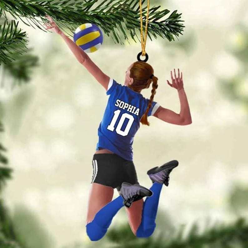 Personalized Volleyball Girl Ornament, Volleyball Player Ornament, Volleyball Ornament, Volleyball Keepsake, Volleyball Christmas Ornament