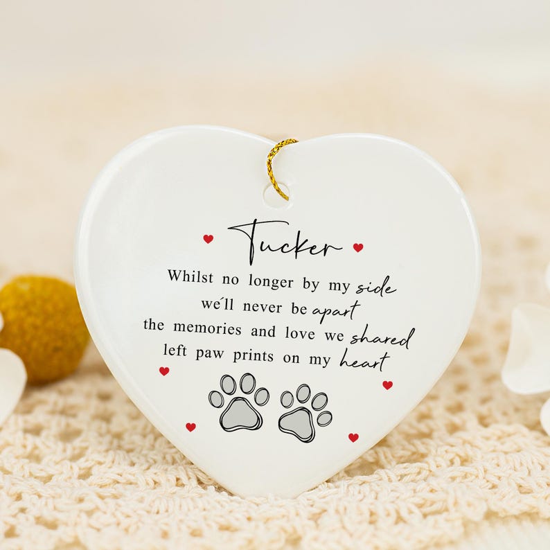Dog Memorial Ornament, Pet Loss Sympathy Gift, In Loving Memory, Dog Cat Remembrance Gift, Paw Prints On My Heart, Pet Bereavement Keepsake