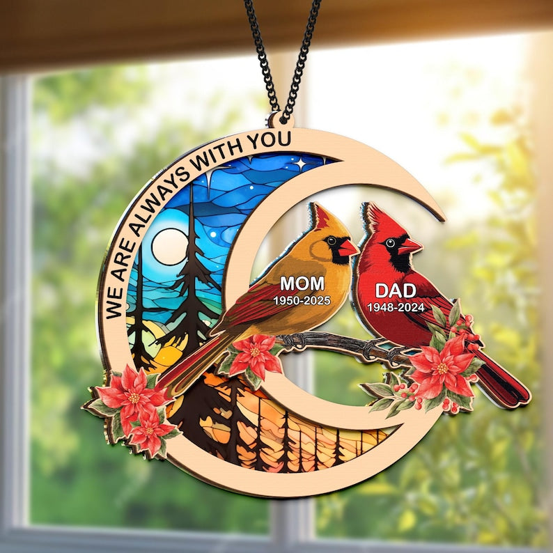 Personalized Mom Dad Memorial Suncatcher, Loss Of Dad Sympathy Gift, Memorial Suncatcher, Mother in Heaven, Memorial Gift, Dad Remembrance