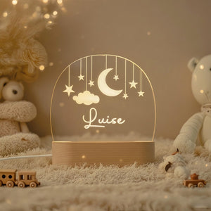 Custom Moon and Star Nightlight,Personalized Clouds Night Light with Name,Nursery Lamp,Baby Bedroom Night Light,Birthday Gifts for Baby