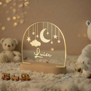 Custom Moon and Star Nightlight,Personalized Clouds Night Light with Name,Nursery Lamp,Baby Bedroom Night Light,Birthday Gifts for Baby