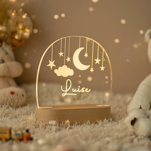 Custom Moon and Star Nightlight,Personalized Clouds Night Light with Name,Nursery Lamp,Baby Bedroom Night Light,Birthday Gifts for Baby