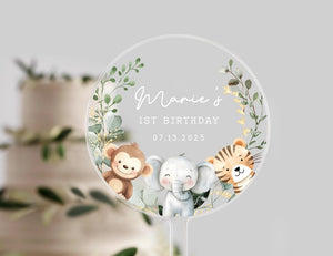 Personalised Birthday Cake Topper | First Birthday Celebrations | First Birthday Cake Topper | Animal | Jungle | Safari Cake Topper