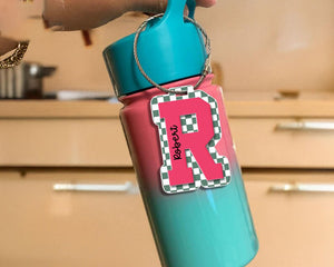 Acrylic Checkered Keychain, Water Bottle Name Tag, Personalized Kids Name Bag Tag for Boy, Sports Keychain Back to School Gift, 3D Name Tag