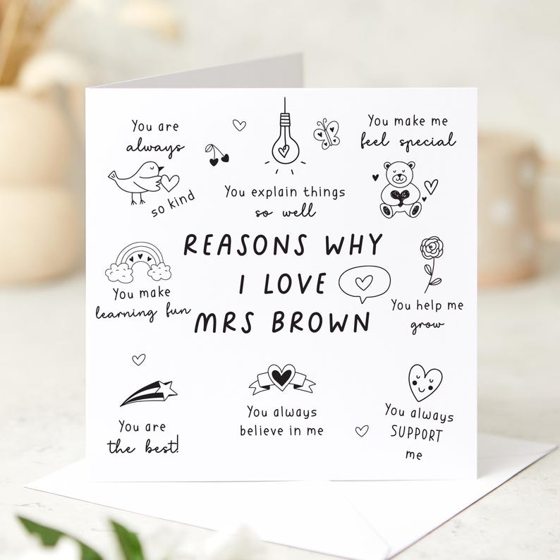 Card for Teacher Personalised Thank You Teacher Card Gift for Nursery Primary or Reception from Child End of Term or Teacher s Day Card