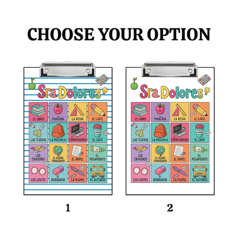 Personalized Spanish Teacher Clipboard Customized Acrylic School Supplies Design Gift for Classroom Educators Back to School or Teacher Desk