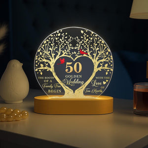 Custom 50th Anniversary Lamp Wooden Base, Golden Wedding Gifts, 50 Year Anniversary Gifts For Parents, 50th Wedding Anniversary Gifts