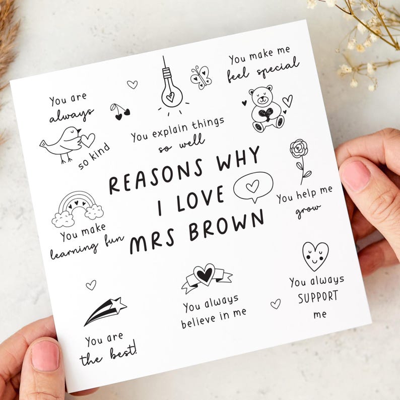 Card for Teacher Personalised Thank You Teacher Card Gift for Nursery Primary or Reception from Child End of Term or Teacher s Day Card