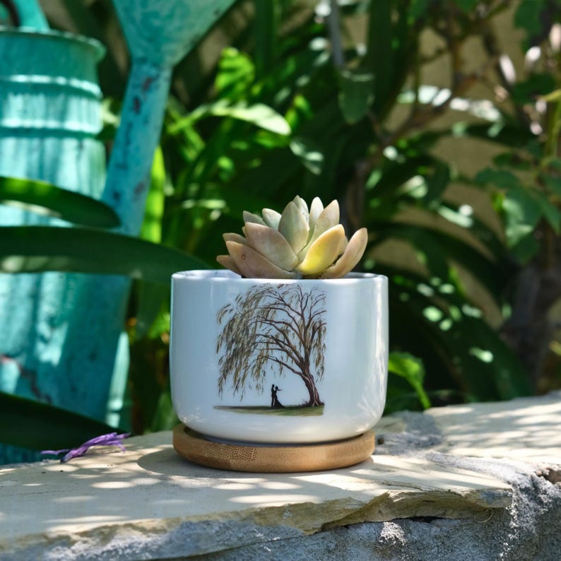 9th Anniversary Willow, 9th Anniversary Gift, Willow Tree 9 Year Anniversary Personalized Ceramic Pot, 9th Anniversary Gift for Her