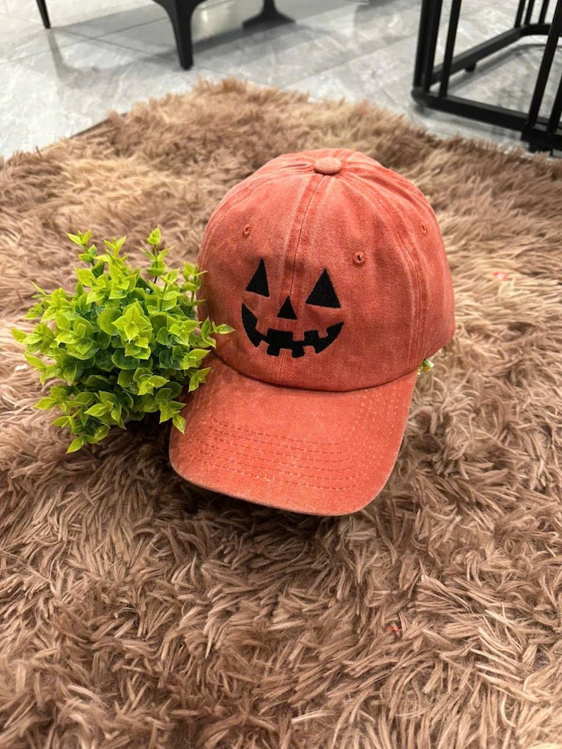 Jack-o-lantern Pumpkin Embroidered Baseball Hat, Spooky Season Embroidered Cap, Halloween Costumes Hat, Vintage Dad Cap, Halloween Gift il_794xN.7023920032_4be8.jpg